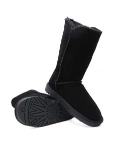 XH New In Shoes SMAIBULUN UGG™ | Side Button Faux Fur-Lined Leather Suede Boots