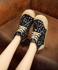 TC Altamont Linen Embossed Hi-Top Round Toe Sneakers Espadrilles - Cactus Rose