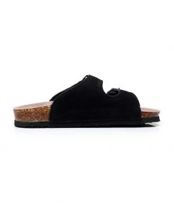 GLF New In Shoes Maibulun | Black Double-Buckle Wide-Strap Suede Leather Sandals