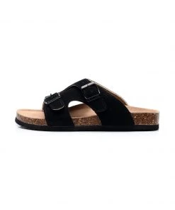 GLF Maibulun | Black Criss Cross Wrap Suede Sandals
