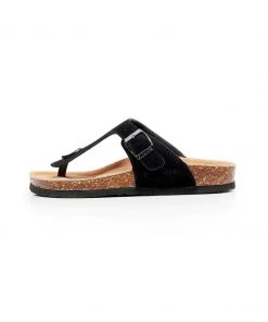 GLF Maibulun | Black Suede T-Strap Leather Sandal NEW ARRIVALS