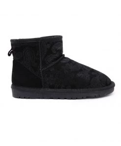 XH New In Shoes SMAIBULUN UGG™ | Embroidered Floral Faux Fur-Lined Leather Suede Boot