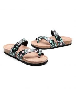 GLF Maibulun | Black Rose Buckle-Accent Suede Upper Sandals New In Shoes