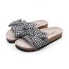 GLF NEW ARRIVALS Maibulun | Black Gingham Bow Sandals Slides