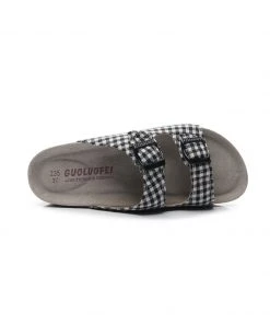 GLF Maibulun | Black Tartan Gingham Double-Buckle Sandals Slides NEW ARRIVALS 9 GLF Maibulun | Black Tartan Gingham Double-Buckle Sandals Slides NEW ARRIVALS