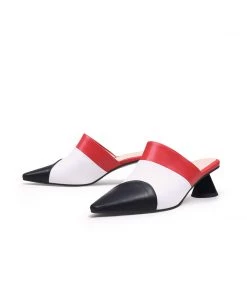 Jady Rose JadyRose | Contrast Color Triangular-Heel Leather Slide Mule S/S 2022