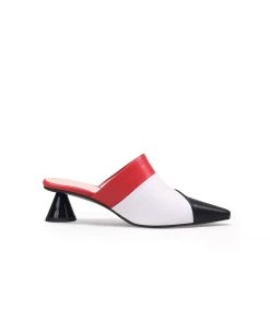 Jady Rose JadyRose | Contrast Color Triangular-Heel Leather Slide Mule S/S 2022
