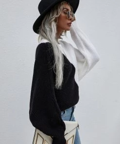 MY Smaibulun | GRANIA Batwing Sleeve Block Color Knit Sweater