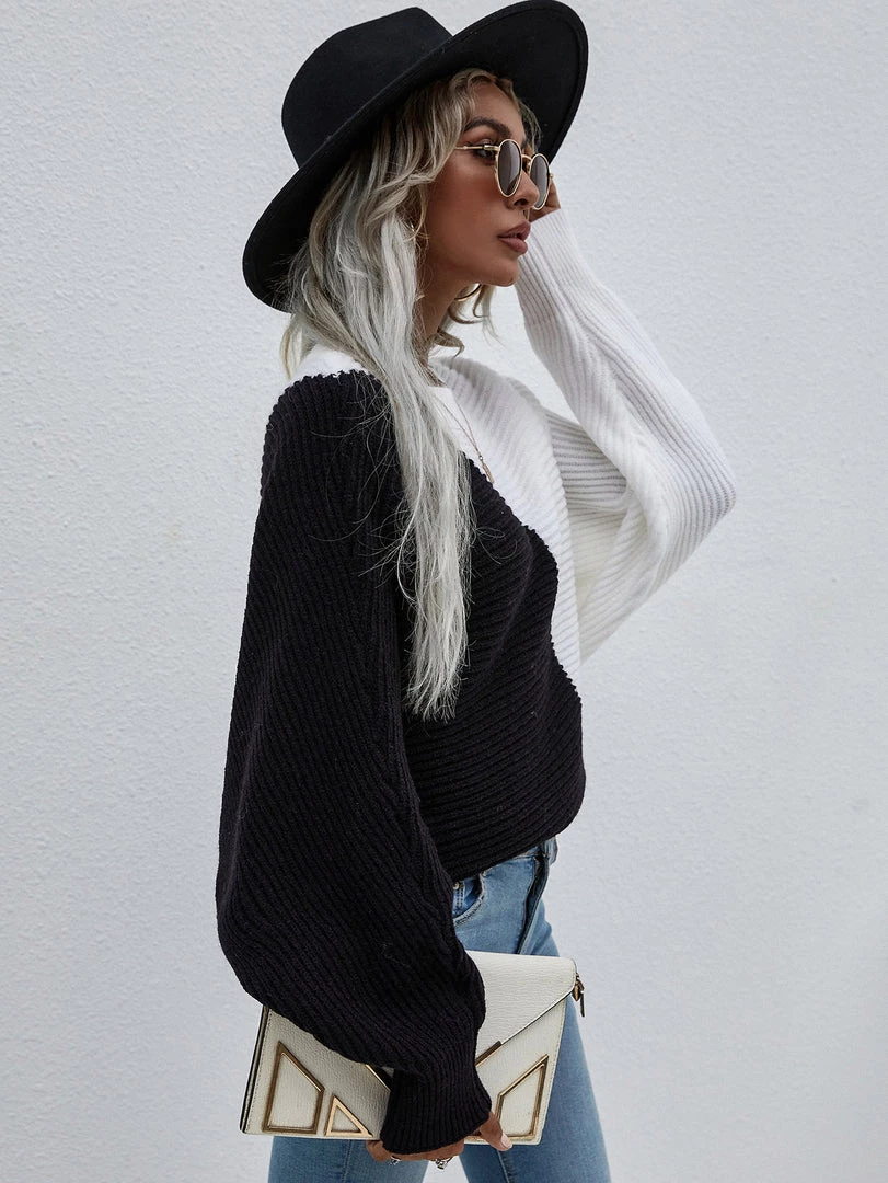 MY Smaibulun | GRANIA Batwing Sleeve Block Color Knit Sweater 2 MY Smaibulun | GRANIA Batwing Sleeve Block Color Knit Sweater