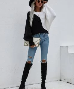 MY Smaibulun | GRANIA Batwing Sleeve Block Color Knit Sweater 11 MY Smaibulun | GRANIA Batwing Sleeve Block Color Knit Sweater