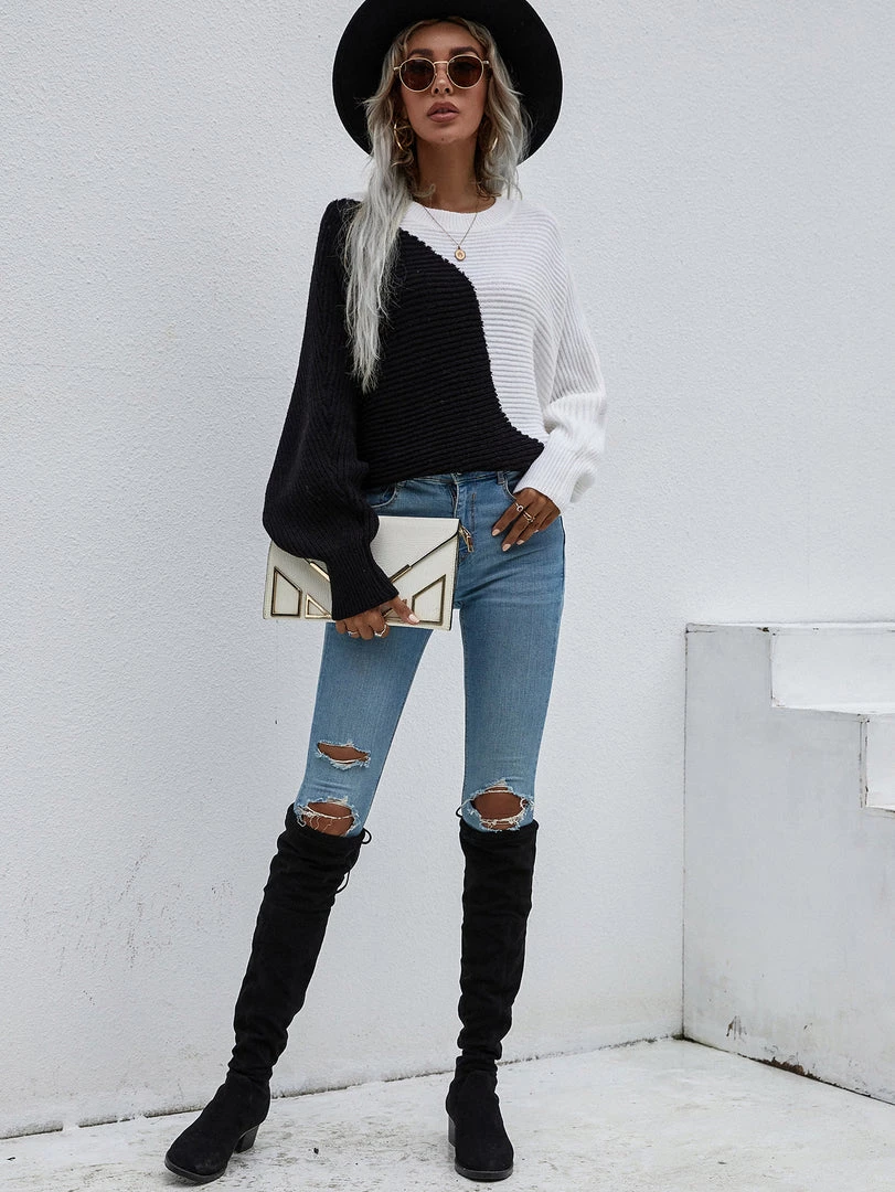 MY Smaibulun | GRANIA Batwing Sleeve Block Color Knit Sweater 6 MY Smaibulun | GRANIA Batwing Sleeve Block Color Knit Sweater