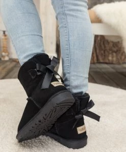 XH New In Shoes SMAIBULUN UGG™ | Ribbon Bow-Back Faux Fur-Lined Suede Boots