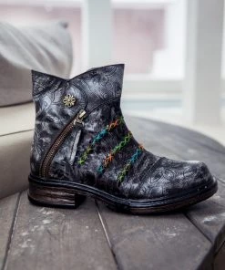 SOFFIA | Genuine Leather Rainbow Stitch Floral Embossed Ankle Boots NEW ARRIVALS 21 SOFFIA | Genuine Leather Rainbow Stitch Floral Embossed Ankle Boots NEW ARRIVALS