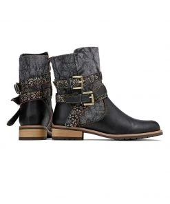 SOFFIA | Genuine Leather Gold Floral Embossed Strap Moto Boots 21 SOFFIA | Genuine Leather Gold Floral Embossed Strap Moto Boots
