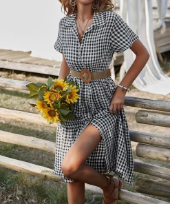 DY DARLEEN TARTAN SHIRT DRESS – BLACK NEW ARRIVALS