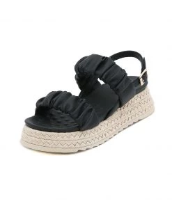 SIKETU | BLACK RUCHED ESPADRILLE SANDAL NEW ARRIVALS