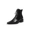 Jady Rose JadyRose | Croc-Embossed Lace-Up Black Chelsea Boot New In Shoes