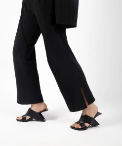 Jady Rose JADYROSE | GIVEN BLACK LEATHER OPEN TOE SLIDE NEW ARRIVALS