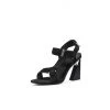 Jady Rose JadyRose | Matador Block HighHeel Open Toe Black Gladiator Sandals