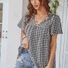 DY ROSENDA GINGHAM TOP - BLACK New In Clothing
