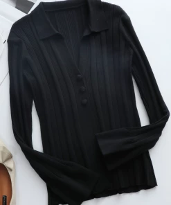 MY Smaibulun | TAMIA Bell Cuff Knit Shirt Jacket - Black