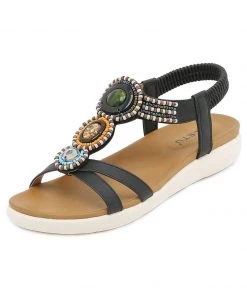 SIKETU | BLACK STONE-EMBELLISHED SANDAL NEW ARRIVALS