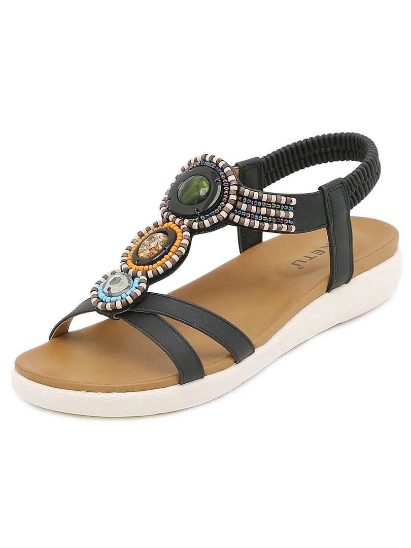 SIKETU | BLACK STONE-EMBELLISHED SANDAL NEW ARRIVALS 1 SIKETU | BLACK STONE-EMBELLISHED SANDAL NEW ARRIVALS