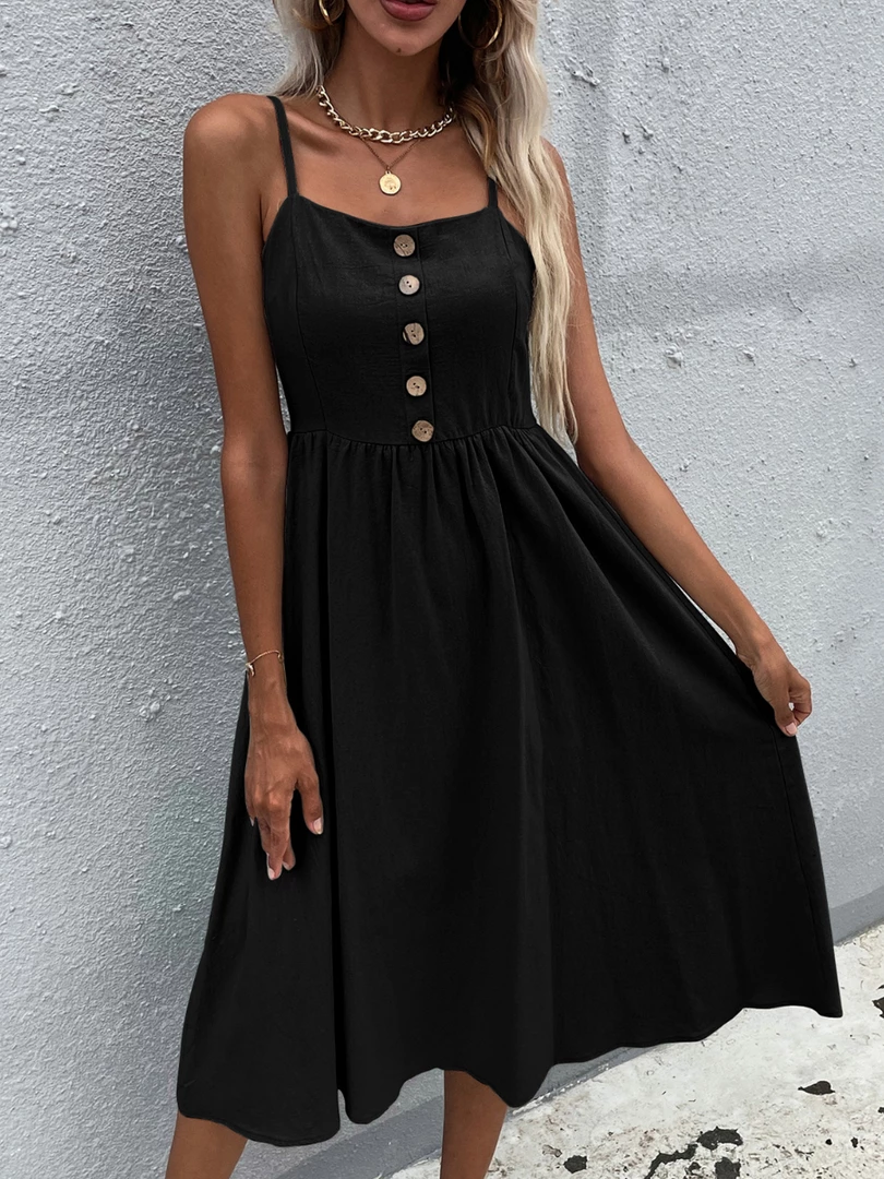 BFZY LINDSAY Linen Blend Dress - Black 1 BFZY LINDSAY Linen Blend Dress - Black