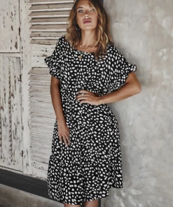 DY NEW ARRIVALS BRONWYN DRESS - BLACK PRINT