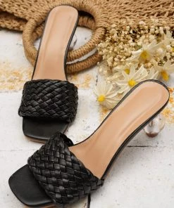 HT En Bloom | Crystal Cucurbit Heel Black Sandal NEW ARRIVALS