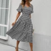 DY New In Clothing SHASTA Gingham Midi Dress - Black