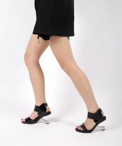 Jady Rose JADYROSE | TASH BLACK LEATHER ELEVATOR HEEL SANDAL New In Shoes