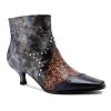 Genuine Leather Grey Distress Half Star Stud Kitten Heel Bootie Ankle Boots - Soffia Shoes
