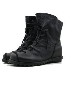 XR Rumour Has It | Lace-Up Ruched Leather Ankle Boots