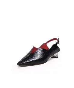 Jady Rose JadyRose | Genuine Leather Owen Powder Back Strap Detail Pointed Toe Heeled Pump S/S 2022