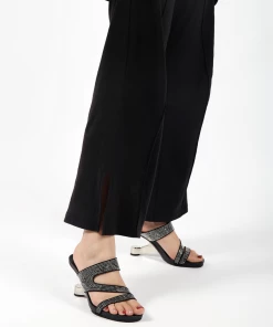 Jady Rose JADYROSE | RHINESTONE CUT OUT BLACK LEATHER HEEL NEW ARRIVALS