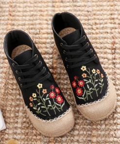 TC New In Shoes Cactus Rose | Embroidered Blossom Head Hi-Top Sneakers Espadrilles