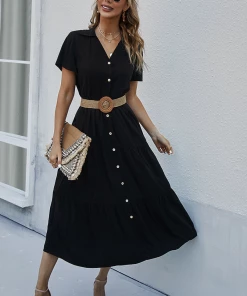 DY EMILY Front Button Midi Dress - Black New In Clothing