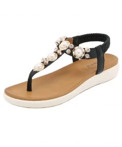SIKETU | BLACK V-STRAP PEARL SANDAL