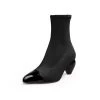 Jady Rose JadyRose | Mid-Heel Stretch Upper Sock Boot -Black