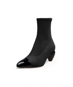 Jady Rose JadyRose | Mid-Heel Stretch Upper Sock Boot -Black