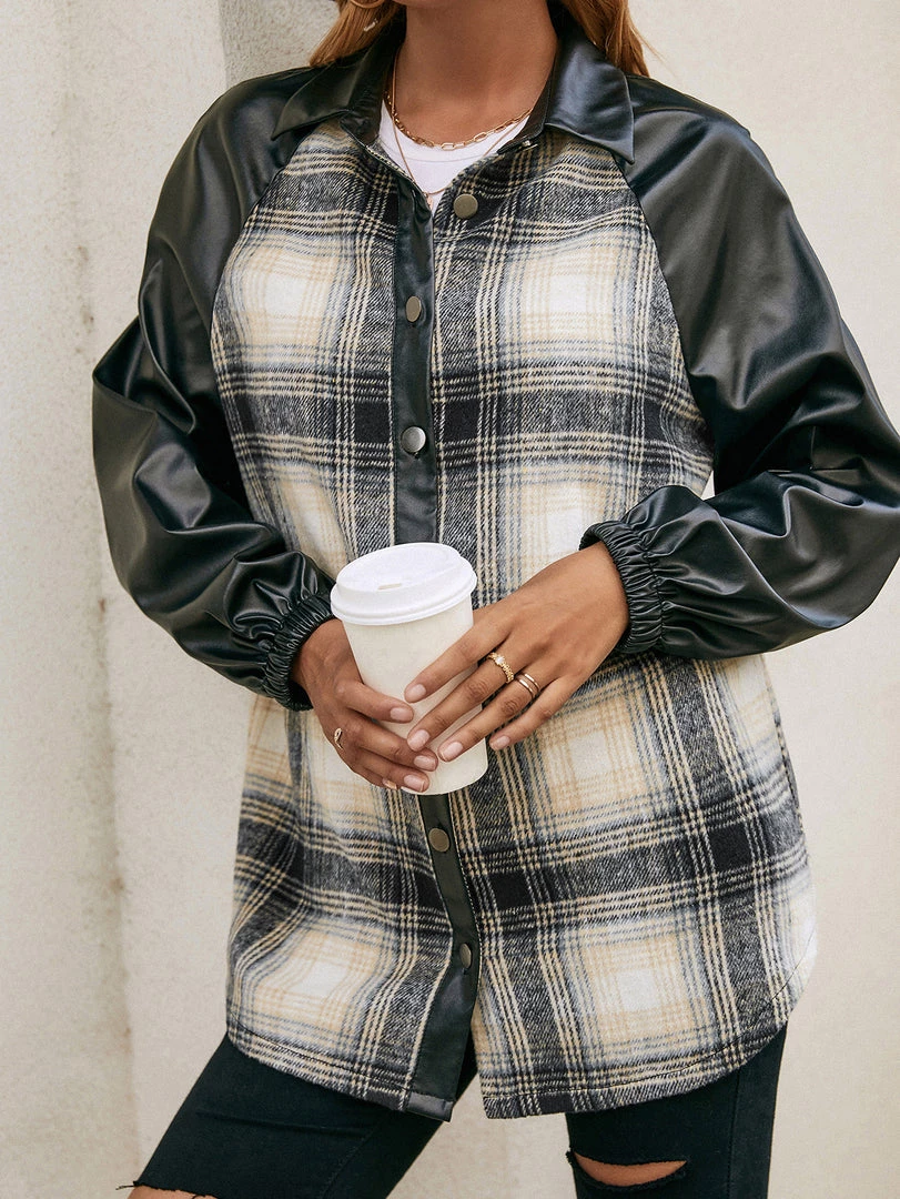 YBL Smaibulun | Plaid Contrast-Sleeve Shirt Jacket New In Clothing 1 YBL Smaibulun | Plaid Contrast-Sleeve Shirt Jacket New In Clothing