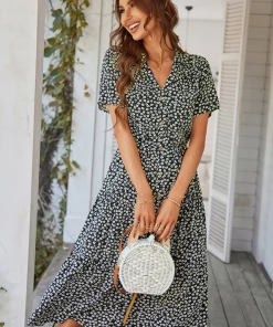 DY ALVINA Print Midi Dress - Black