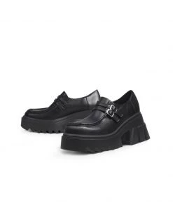 Jady Rose JadyRose | Chunky Heel Double-Buckle Loafer - Black