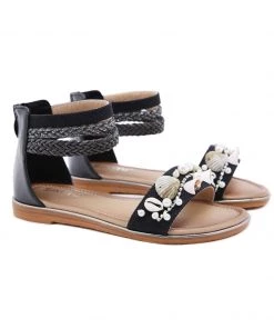 Shell & Conch Braided Ankle-Strap Sandal - SIKETU New In Shoes