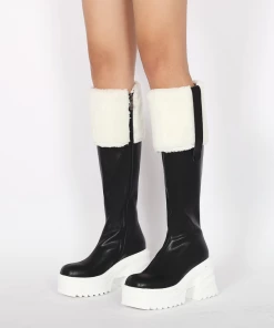 Jady Rose New In Shoes JadyRose | Wool Lined Genuine Leather Chunky Heel Long Boot