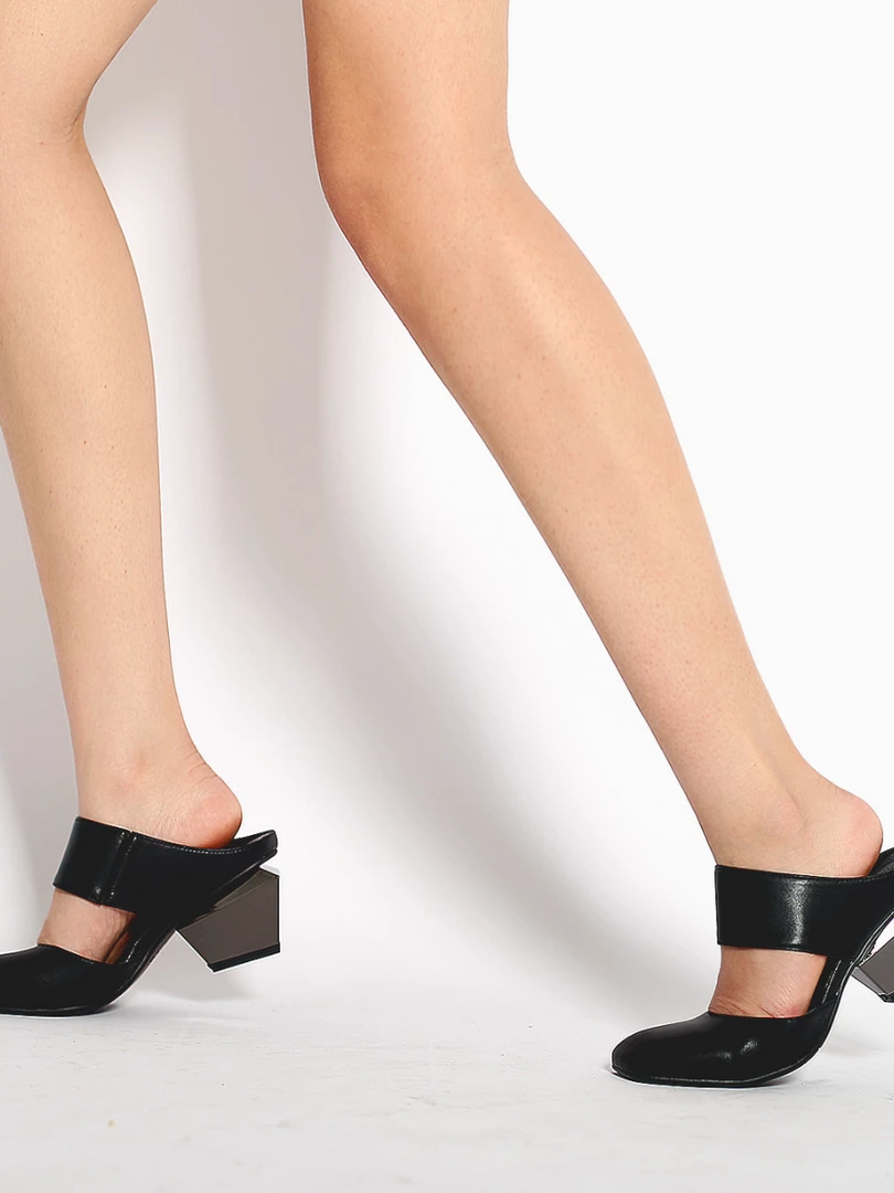 Jady Rose JadyRose | TINA Geometric Heel Black Leather Sandal New In Shoes 1 Jady Rose JadyRose | TINA Geometric Heel Black Leather Sandal New In Shoes