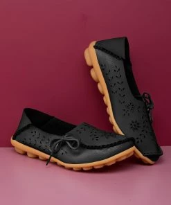 ATC Side Tie Laser Cut Round-Toe Loafers - MAMA LOVE