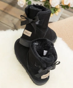 XH New In Shoes SMAIBULUN UGG⢠| Ribbon Bow-Back Faux Fur-Lined Suede Boots