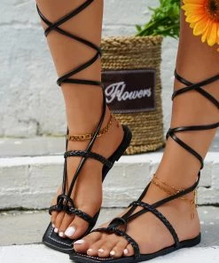 HT EN BLOOM | TIA STRAP GLADIATOR SANDAL - BLACK NEW ARRIVALS